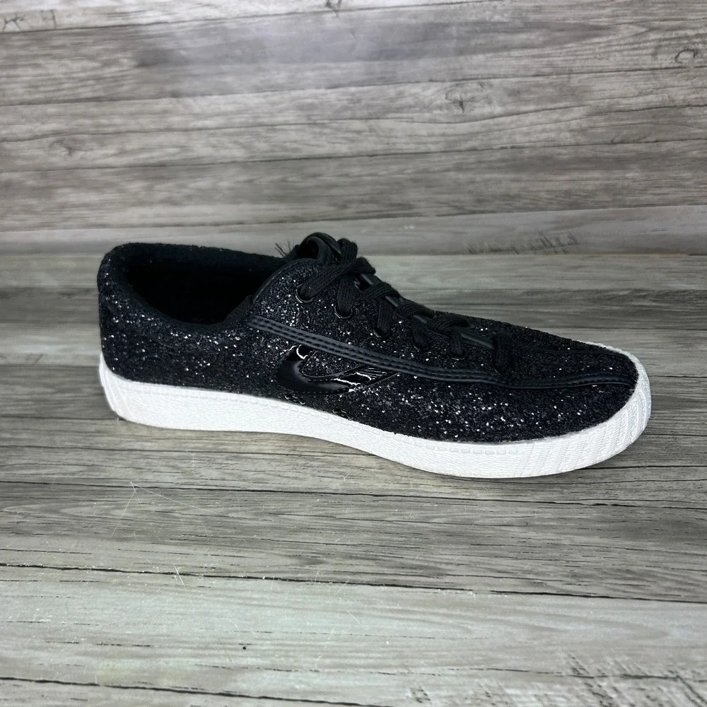 Tretorn Lace-Up Casual Sneakers Nylite Glitter Black 6.5 Shiny Sparkle